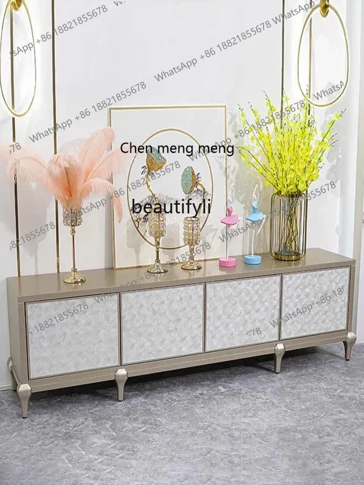 E153 K185 American Light Luxury TV Cabinet and Tea Table Modern Simple Shell Background TV Stand Small Apartment Living Room