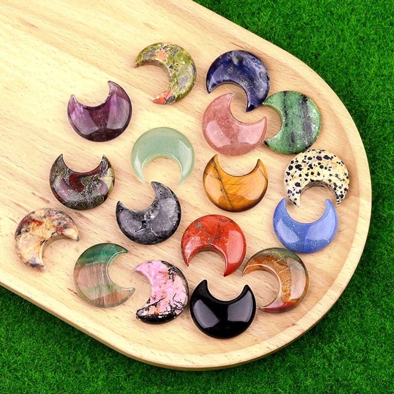 2PC Natural  Amethyst Tiger Eye Obsidian Healing Crystal Moon Home Decoration Gemstone Spiritual Energy, Jewelry, DIY Gift