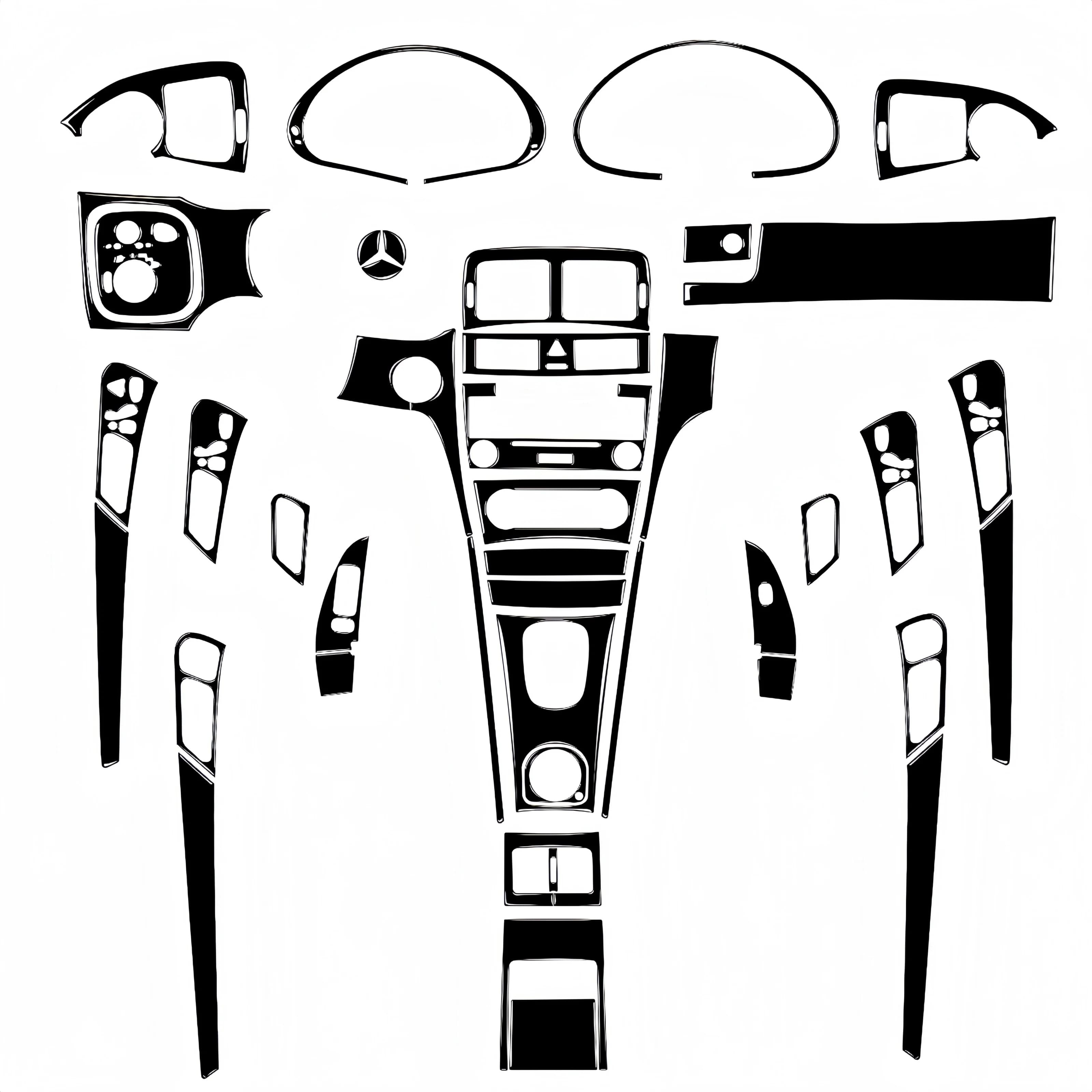 For Mercedes Benz C-Class W203 05-07 Piano Black Car Gear Shift Window Lift Air Outlet Dashboard Panel Trim Sticker Accesorios