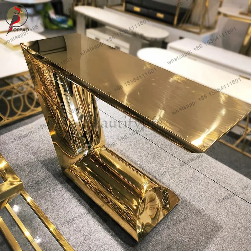 Italian foyer porch cabinet stainless steel rock slab table
