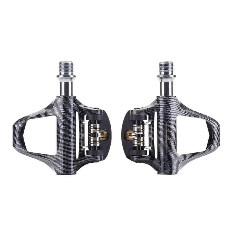 Lightweight carbon fiber pedals with latches for SPD-compatible road bikes, mountain bikes, and cycling gear