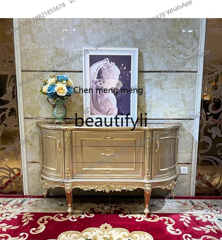 D06 French solid wood dining side cabinet luxury carved cabinet living room decorative table aisle table restaurant