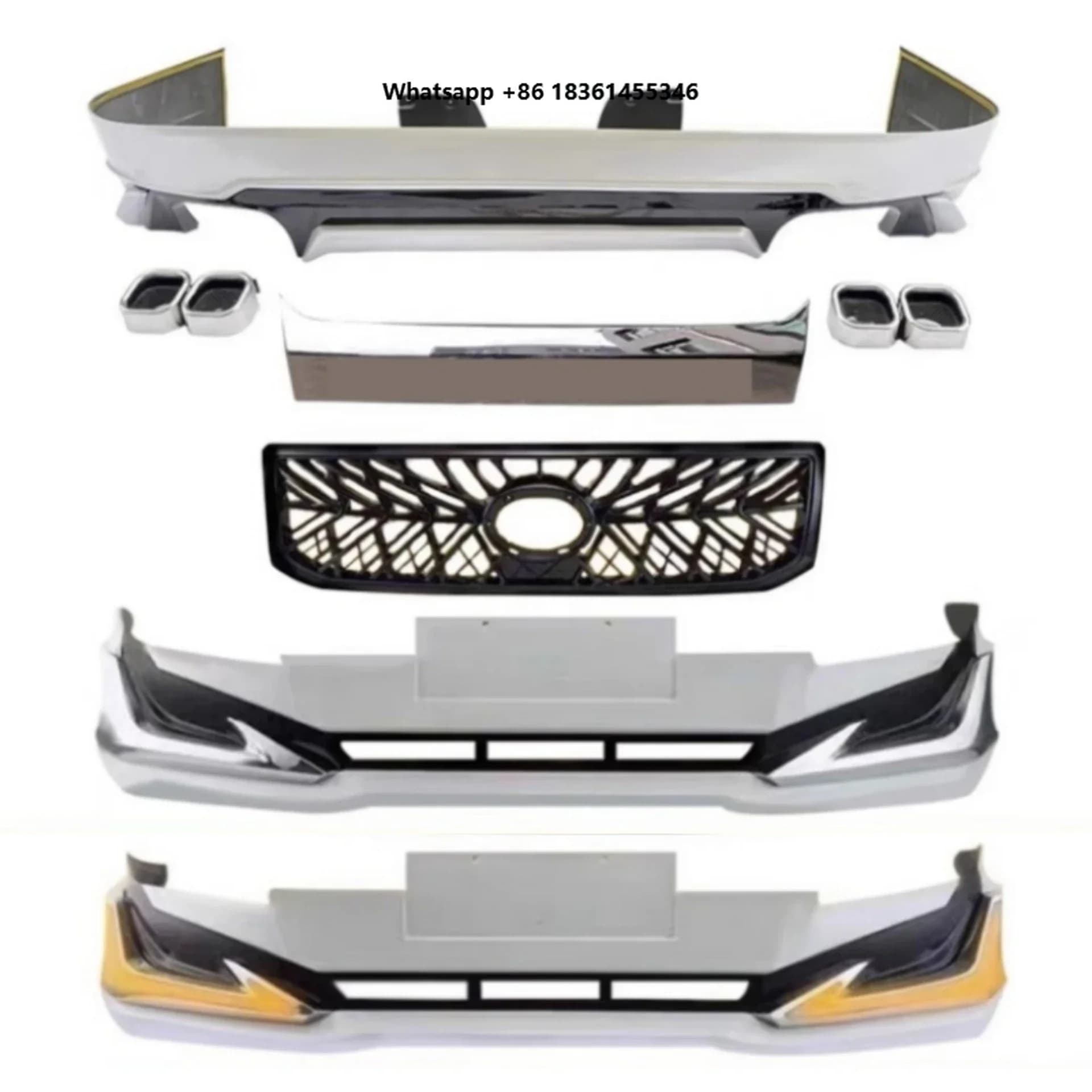 For  Prado LC120 03-09 Modified Front Shovel with Lights Rear Lip Tail Throat Grille Sport Body Kit Car Accessories