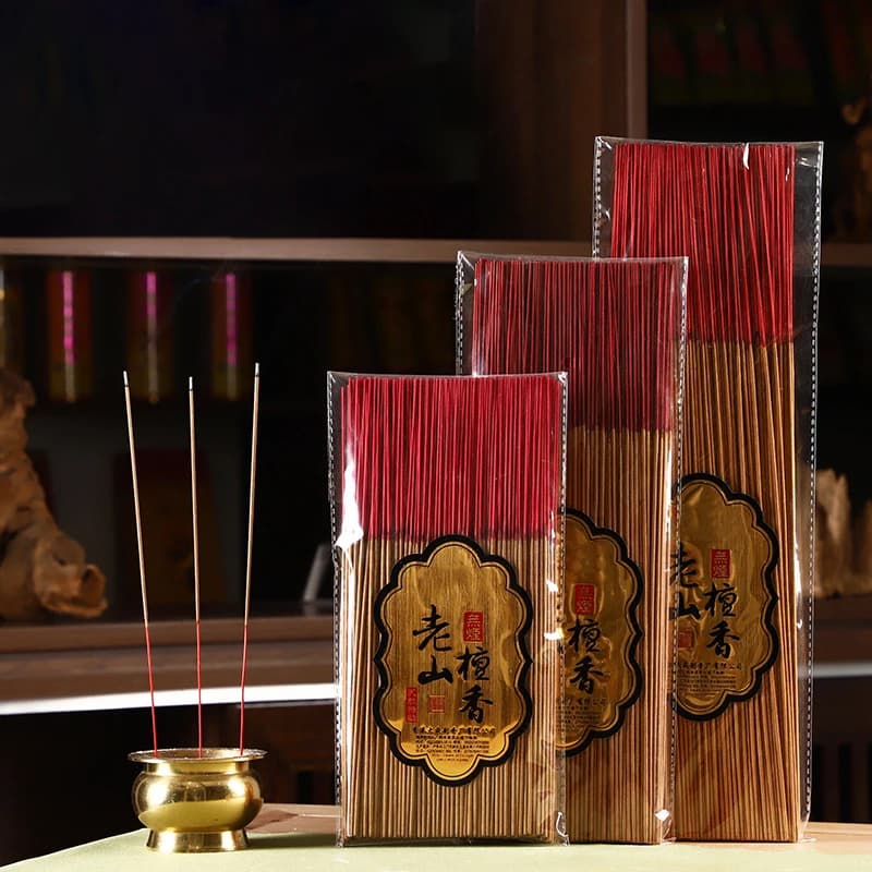 Smokeless Natural Laoshan Sandalwood Bamboo Stick Incense 25.5cm 33cm 39cm Household Buddhist Incense Sticks Temple Pray