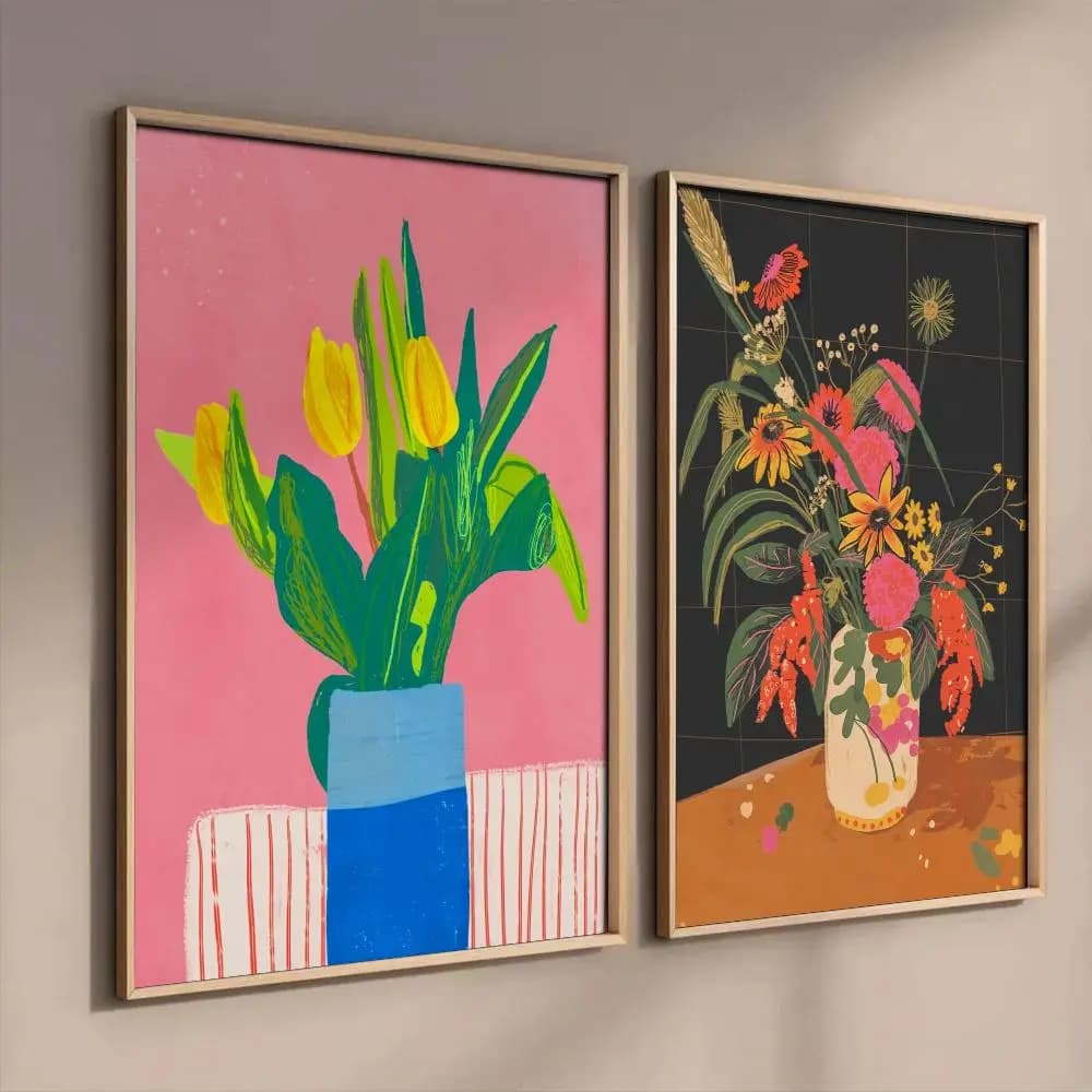 Bouquet of Flowers Poster For Home Decoration Interior Bar Sticky Wall Art Printing Waterproof Room Decor