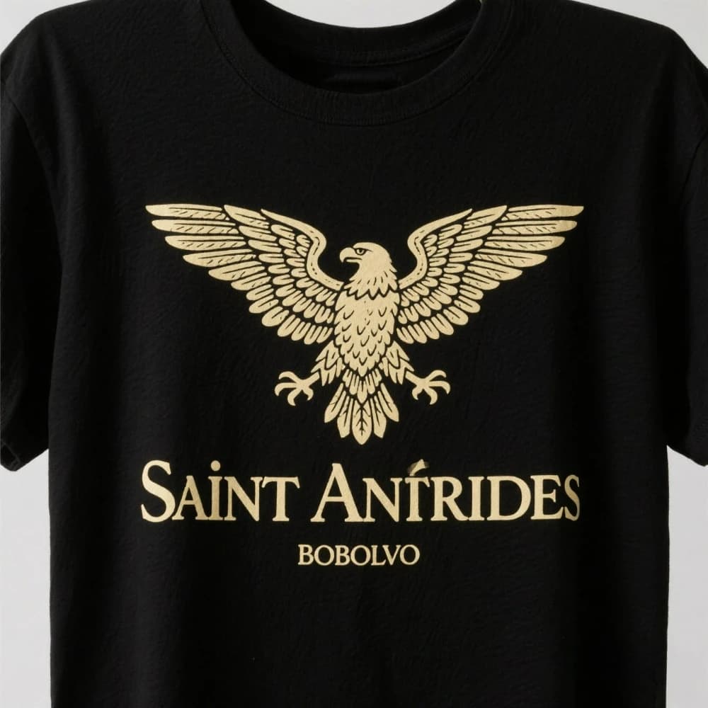 double-headed eagle, third, Spain, cross San Andres, cross Bordeaux short-sleeved T-shirt and round neck men, cotton,  T-shirt .