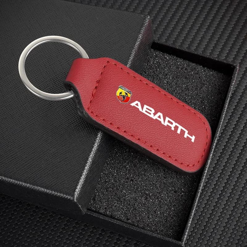 Luxury Leather Key Ring Pendant Car Interior Decoration Accessory For Abarth 124 Spider 500e 695 500 595