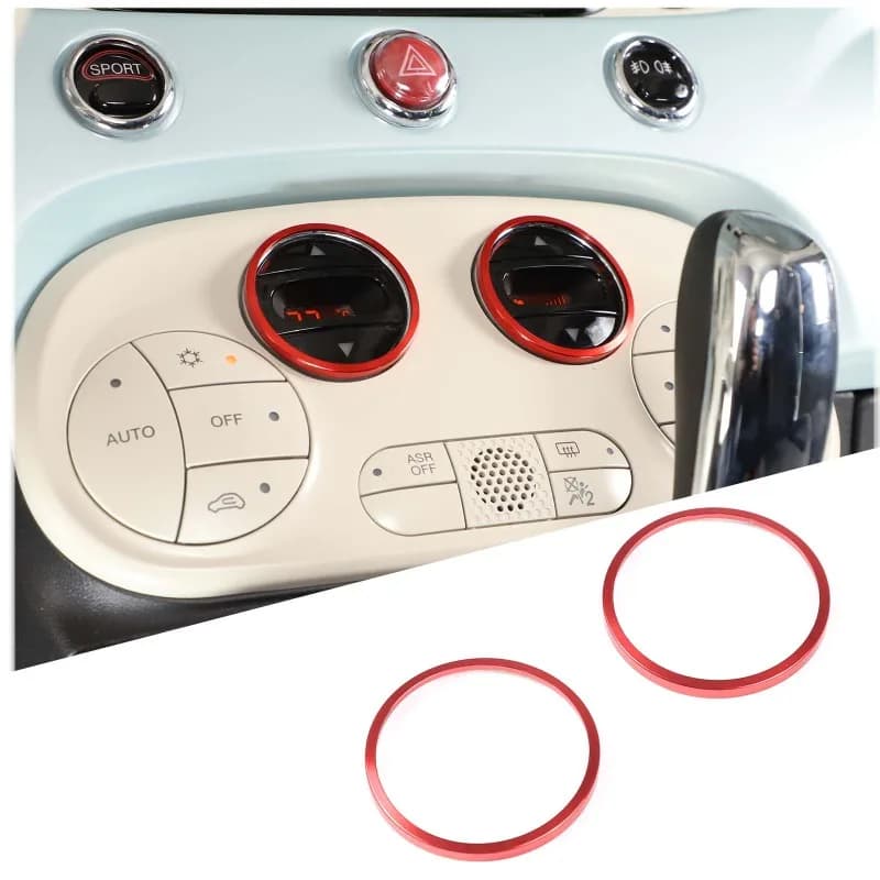 Dashboard AC Knob Ring Trim Aluminum Alloy Illumination Light Adjust Knob Trim Accessory For Fiat 500 Abarth 500C 312 2016-2026