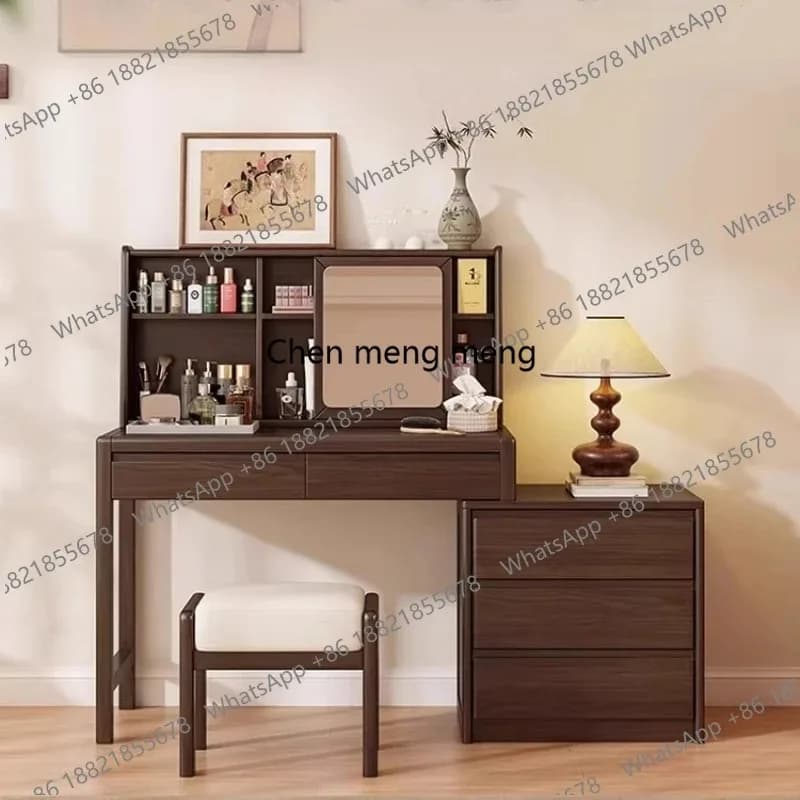 E136 Rustic Organizer Dressing Table Vintage Stool Solid Wood Dressing Table Charm Designer Tocador Maquillaje Bedroom Furniture