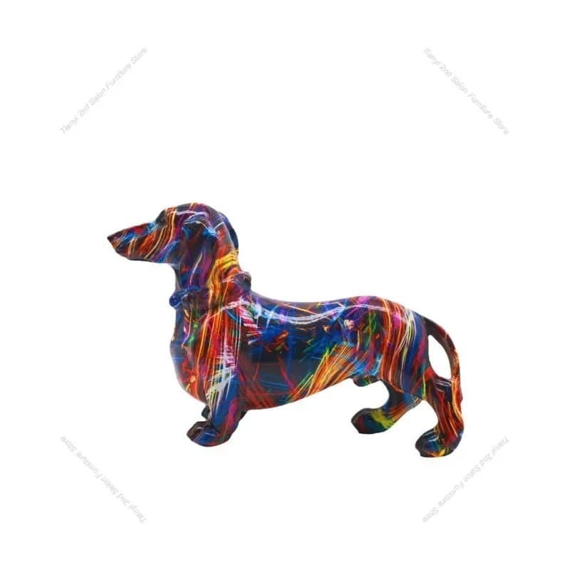 ​​European Modern Iridescent Dachshund Dog Sculpture Designer Creative Bar Cabinet Office Desk Mini Home Decor Gift Idea