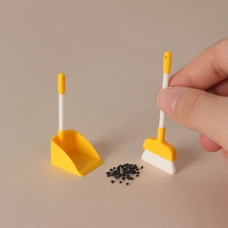 1:12 Dollhouse Mini Cleaning Tools Set Broom 1set Model Dustpan Simulation Scene Accessories Miniature Home Decor Decoration