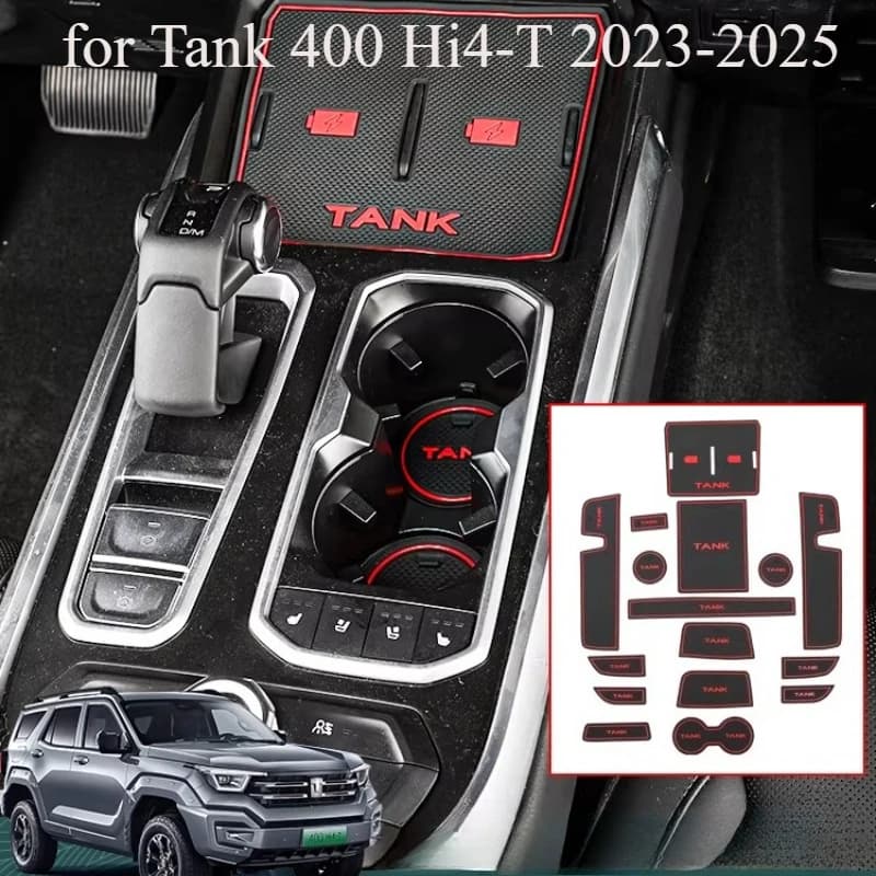 Car Door Groove Mat for Tank 400 Hi4-T 2023-2025 Non-slip Door Slot Cup Mat Pad Cushion Auto Accessories