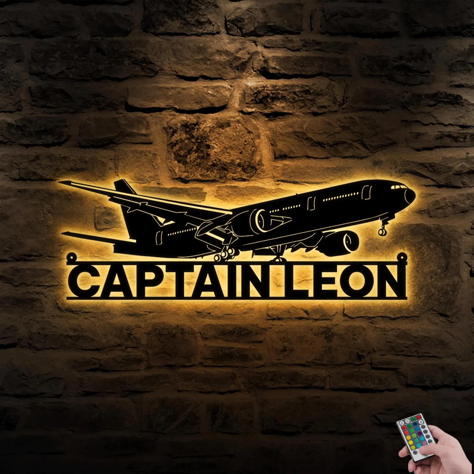 Boeing 777 Metal Sign With LED Light – Personalized Airplane Name Sign, Home or Office Decor, Gift for Pilot, Aviation Hobbyist