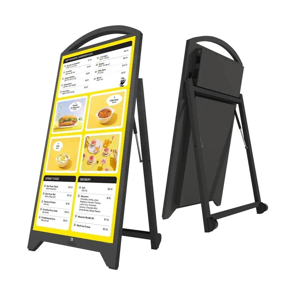 Standalone P2.5mm LED Battery Poster Kiosk Foldable Portable Advertising Battery Powered Digital Signage Poster Screen
