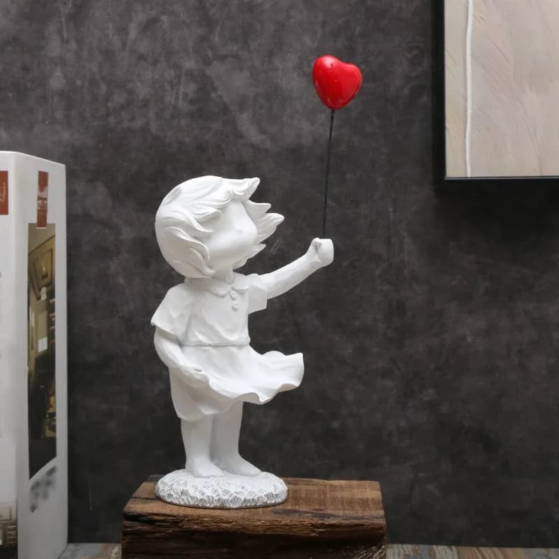 Modern Balloon Girl Resin Statue Home Decoration Flying BalloonGirl Art Sculpture Statue Craft Decoration Living Room Decoration