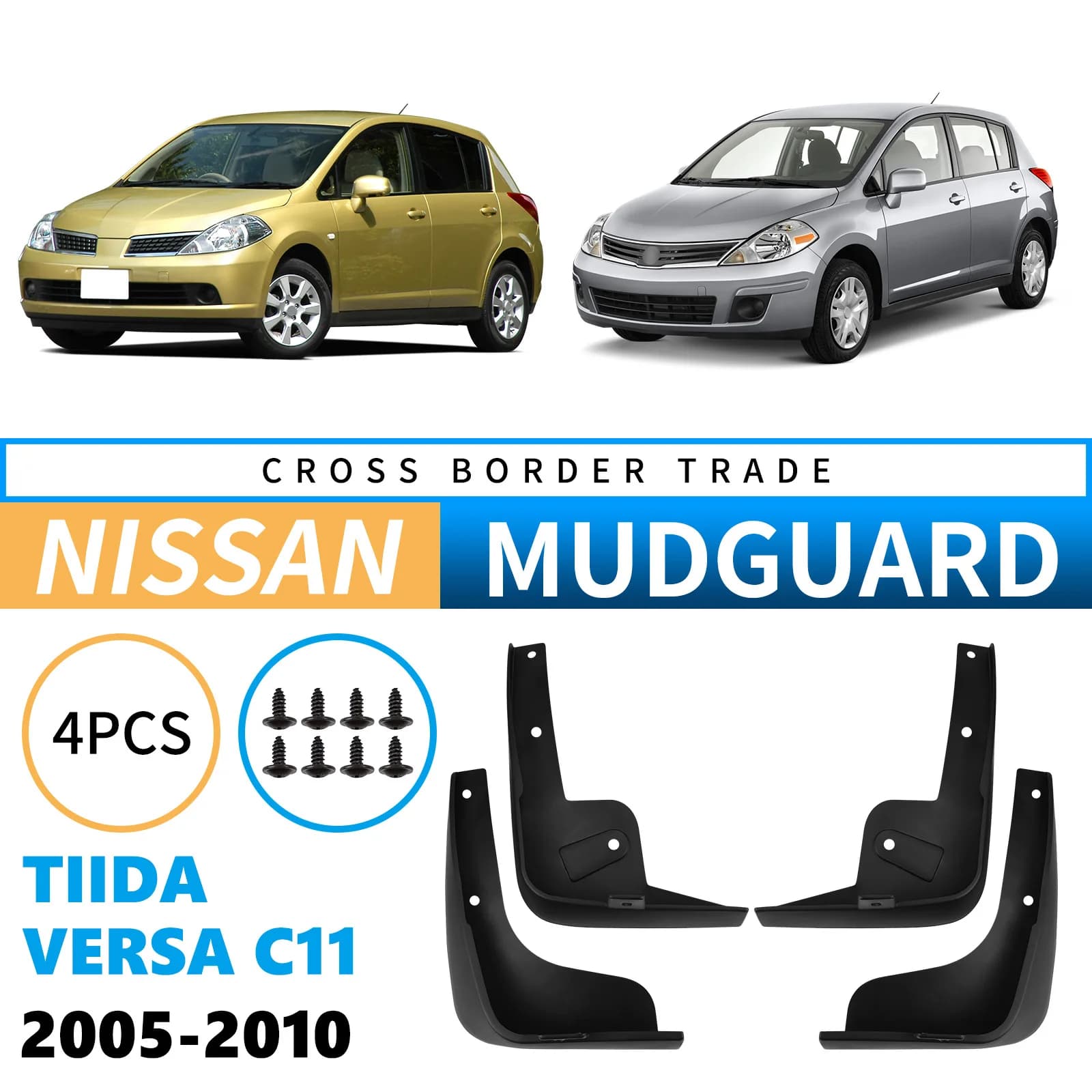 Vehicle Mud Flaps Auto Mud Guards for Nissan Tiida Versa C11 2005-2010 Car Mudguards