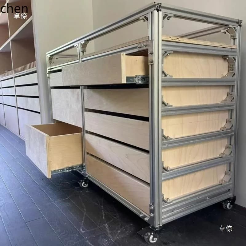 HYS Profile Floor File Cabinet Simple Ocean Board Multi-layer Storage Cabinet Movable Drawer Cabinet Coffee Manufacturer