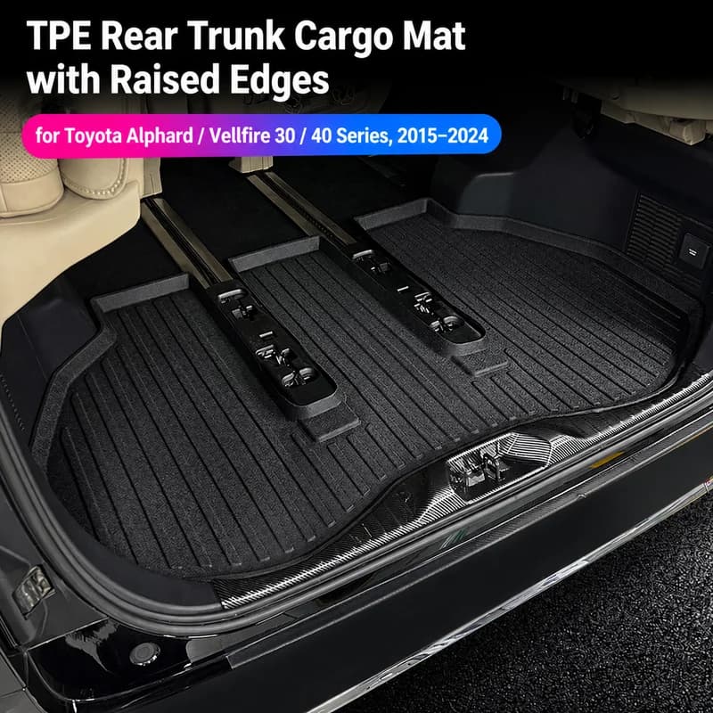 Car Waterproof Trunk Mat for Toyota Alphard Vellfire 30 40 Series 3D Raised Edge Cargo Liner Floor Protector