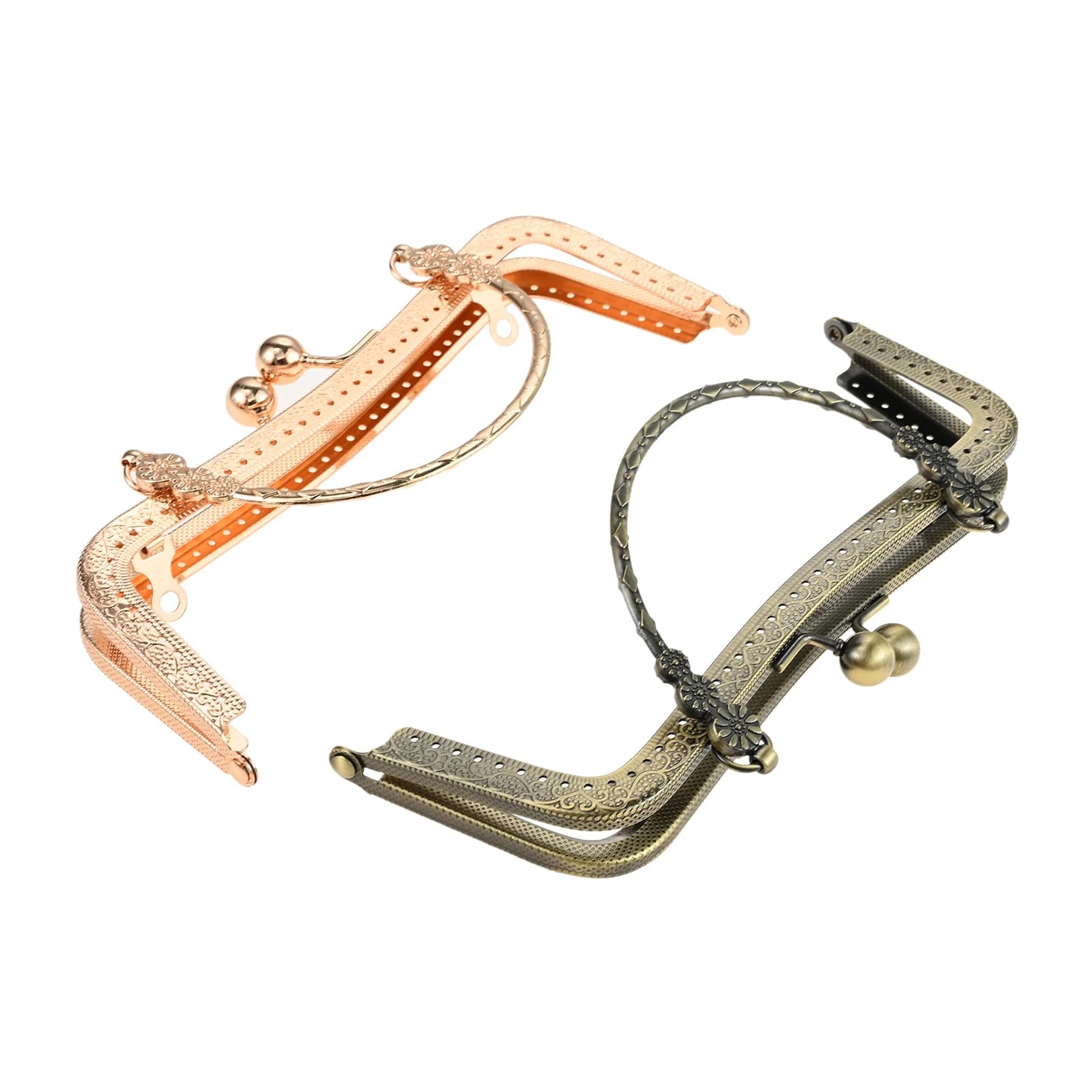 5 Pcs Bronze/Gold Purse Clasp Frame with Handle Metal Kiss Lock Clasp Frame for Handled Coin Clutch Bag Making