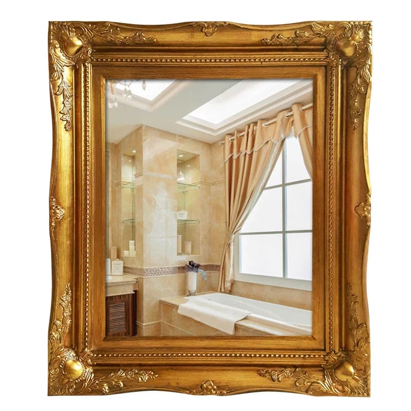 European Style Retro Bathroom Decorative Mirror Frame, Dressing Fireplace Porch Hanging Oil Painting Wood Frame
