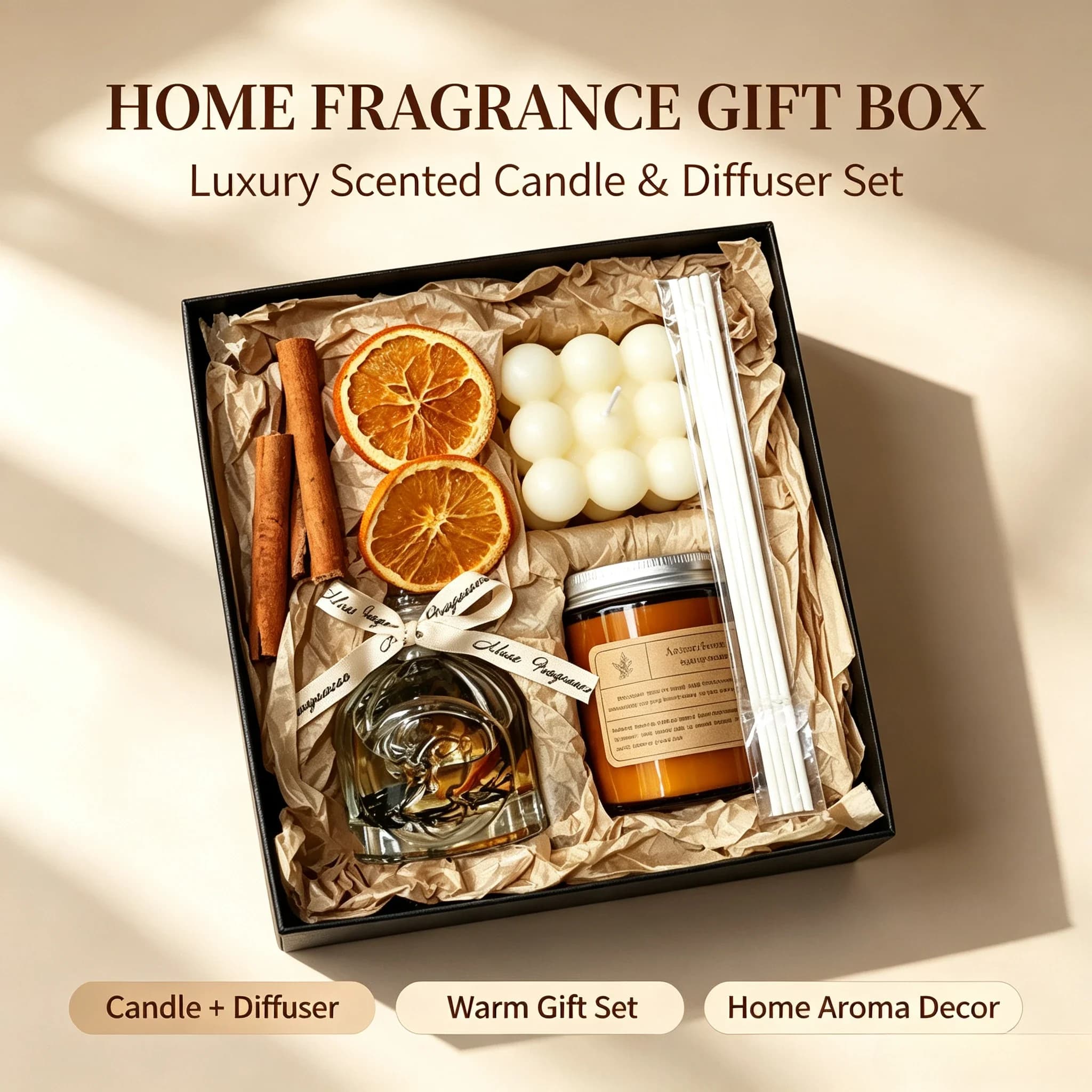 Fireless aromatherapy gift box set, high-end side gift for girls, romantic atmosphere gift, candle cup