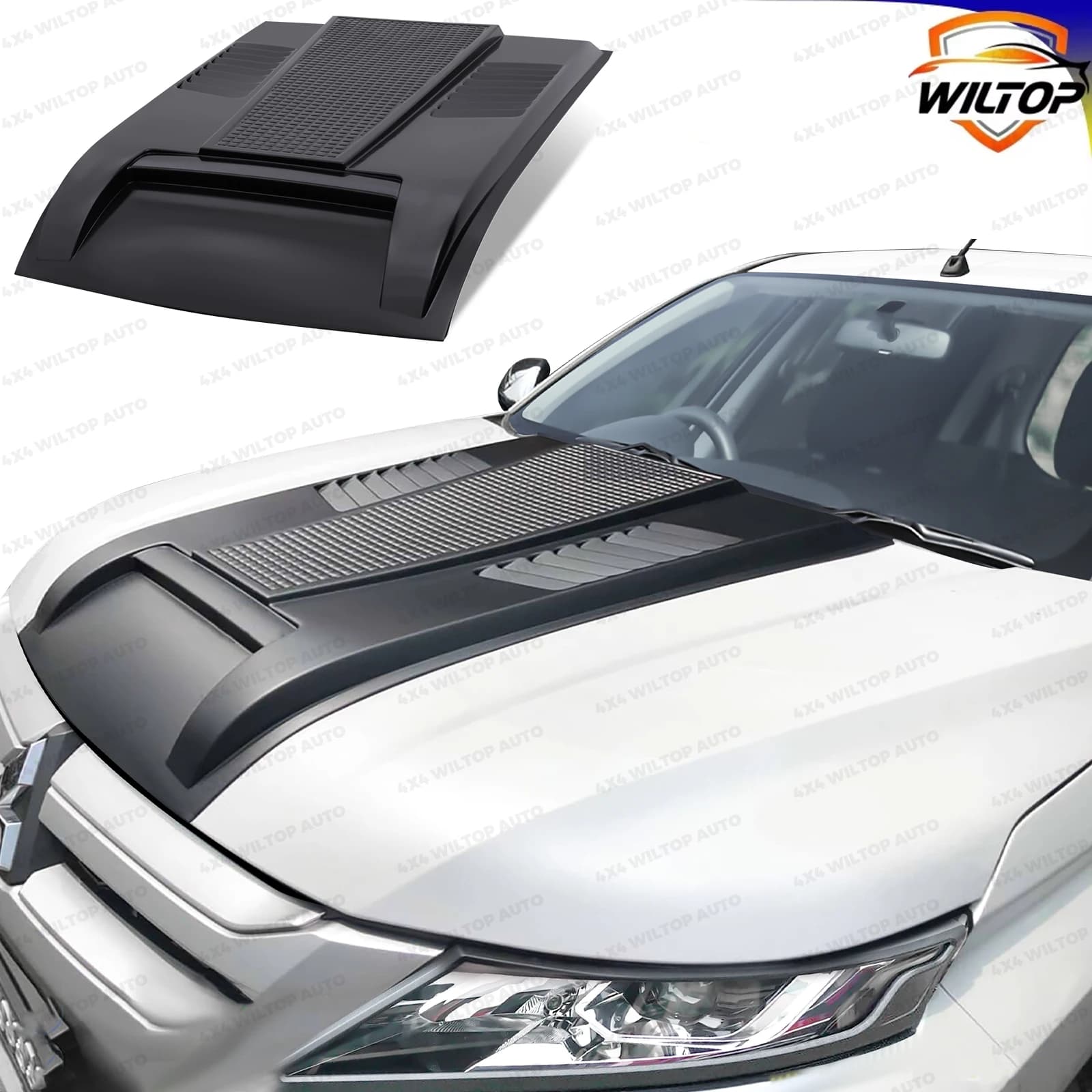 Bonnet Hood Scoop Cover For Mitsubishi L200 Triton MR 2019-2023 Matte Black PickUp Truck Car Accessories Front Engine Hood Trims