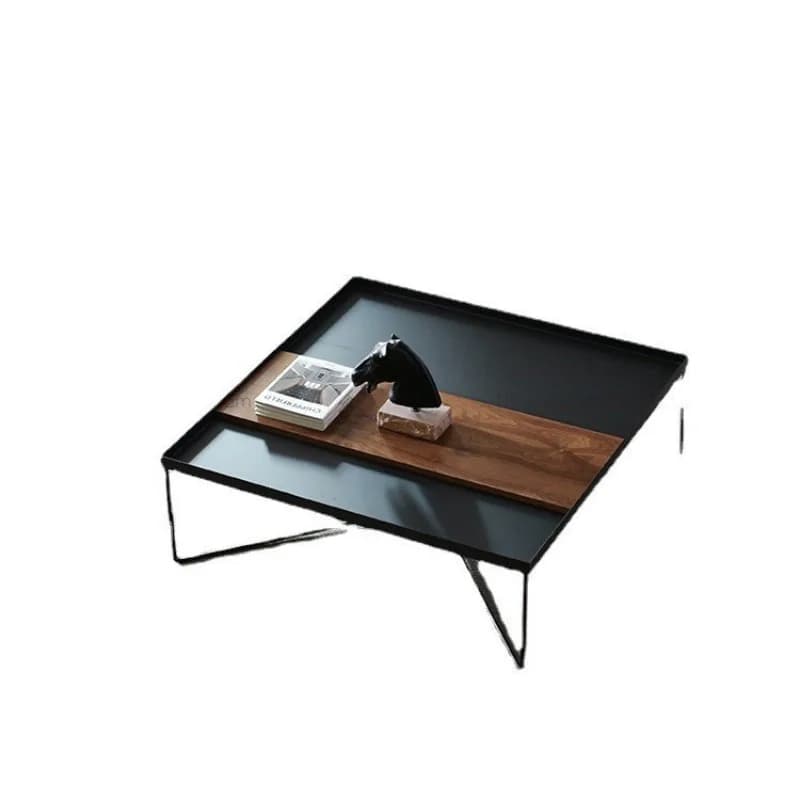 Black walnut coffee table, square small rectangular solid wood wrought iron table dining table