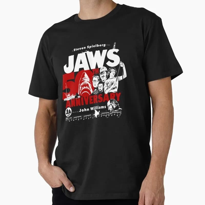 Jaws Horror Movie Halloween Gift T Shirt Vintage Amity Island Great White Shark Graphic Tops Unisex Short Sleeve Streetwear Tees