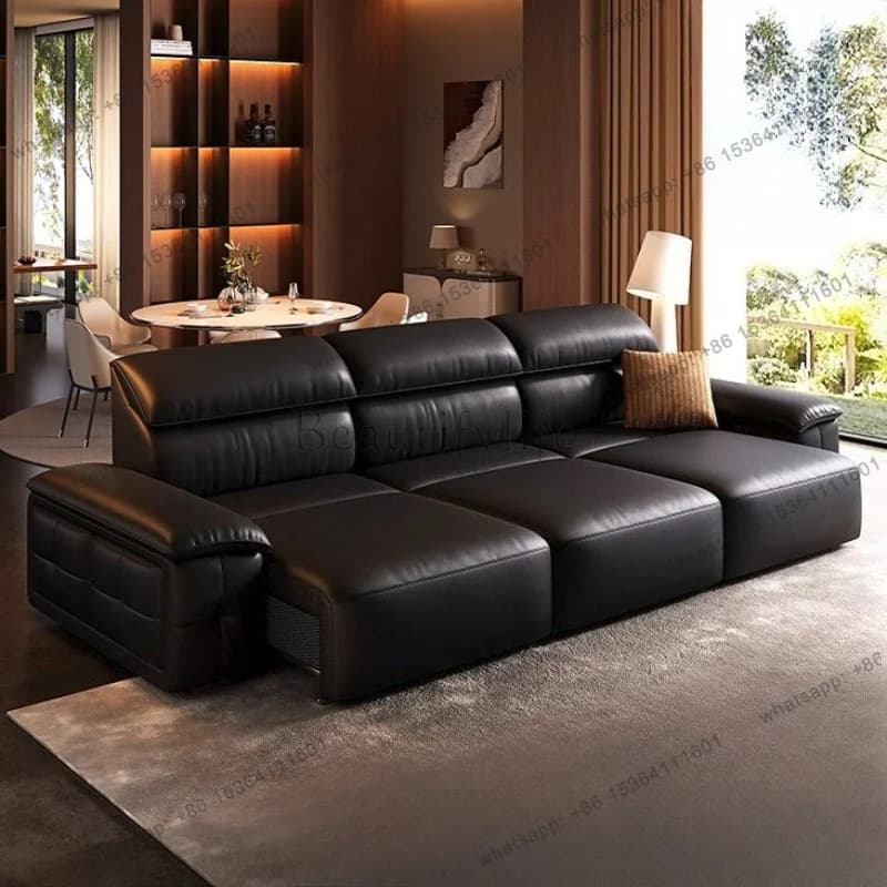 LSLuxury Genuine Leather Electric Function Sofa Bed Living Room Sofas Convertible Sofa Sectional Couch Armchair Home Furniture