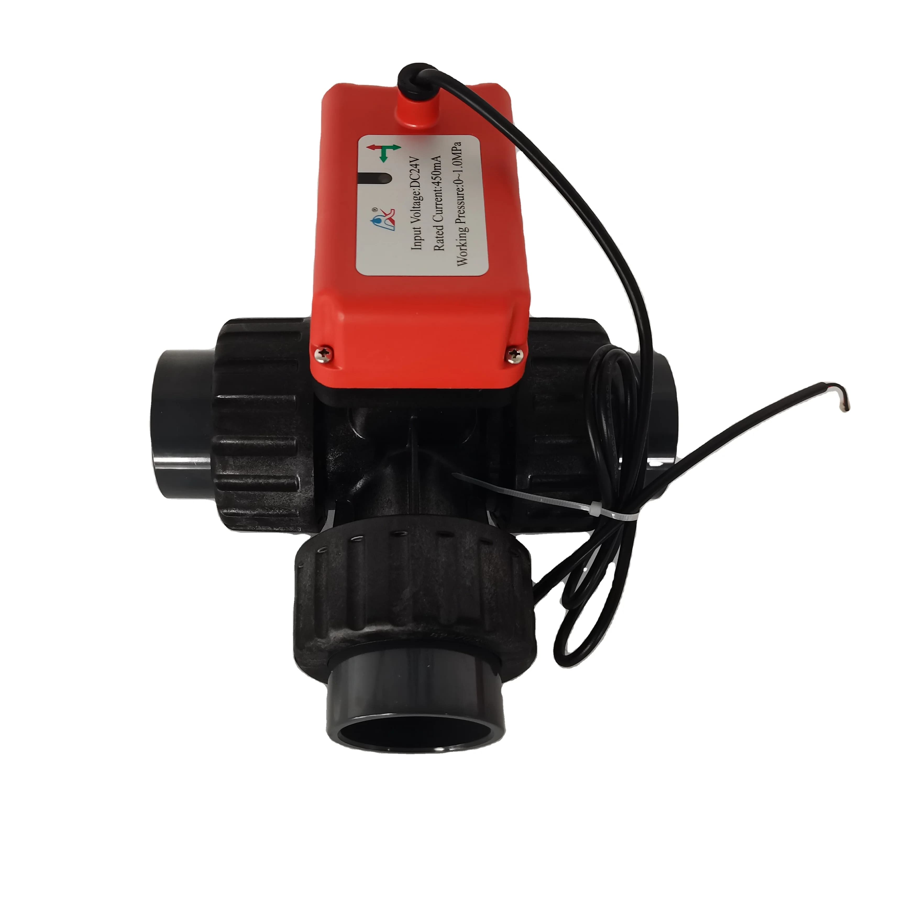 DN25/ 1'' UPVC Electric General L Type Three-Way Ball Valve Hard Sealing Ceramic Core Two Wire Controlling High Water 18