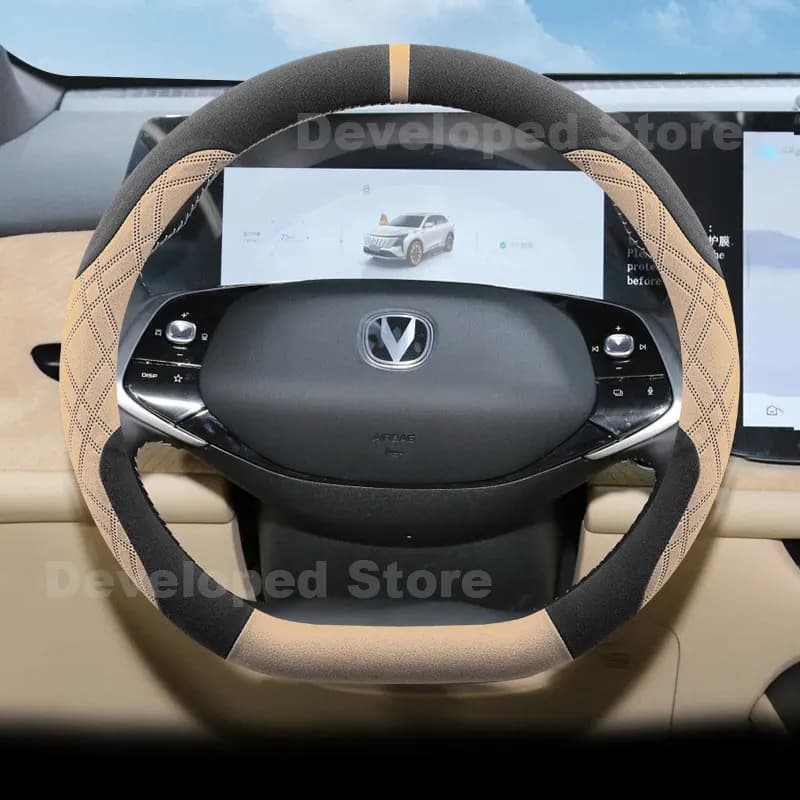 Suede Warm Car Steering Wheel Cover For Changan CS75 Plus 2026 2025 2024 Heating Steering Wheel Cover In Winter Auto Accessories