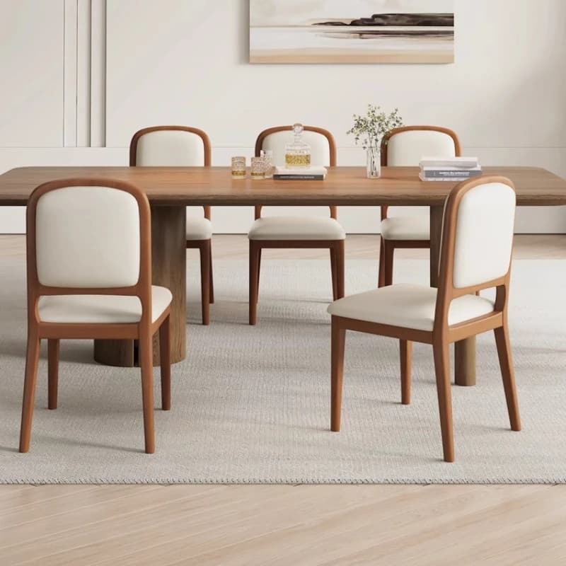 Vintage Solid Wood Dining Chair Modern Wabi-Sabi Scandinavian Design Backrest Stool Space-Saving Kitchen Furniture for Homes