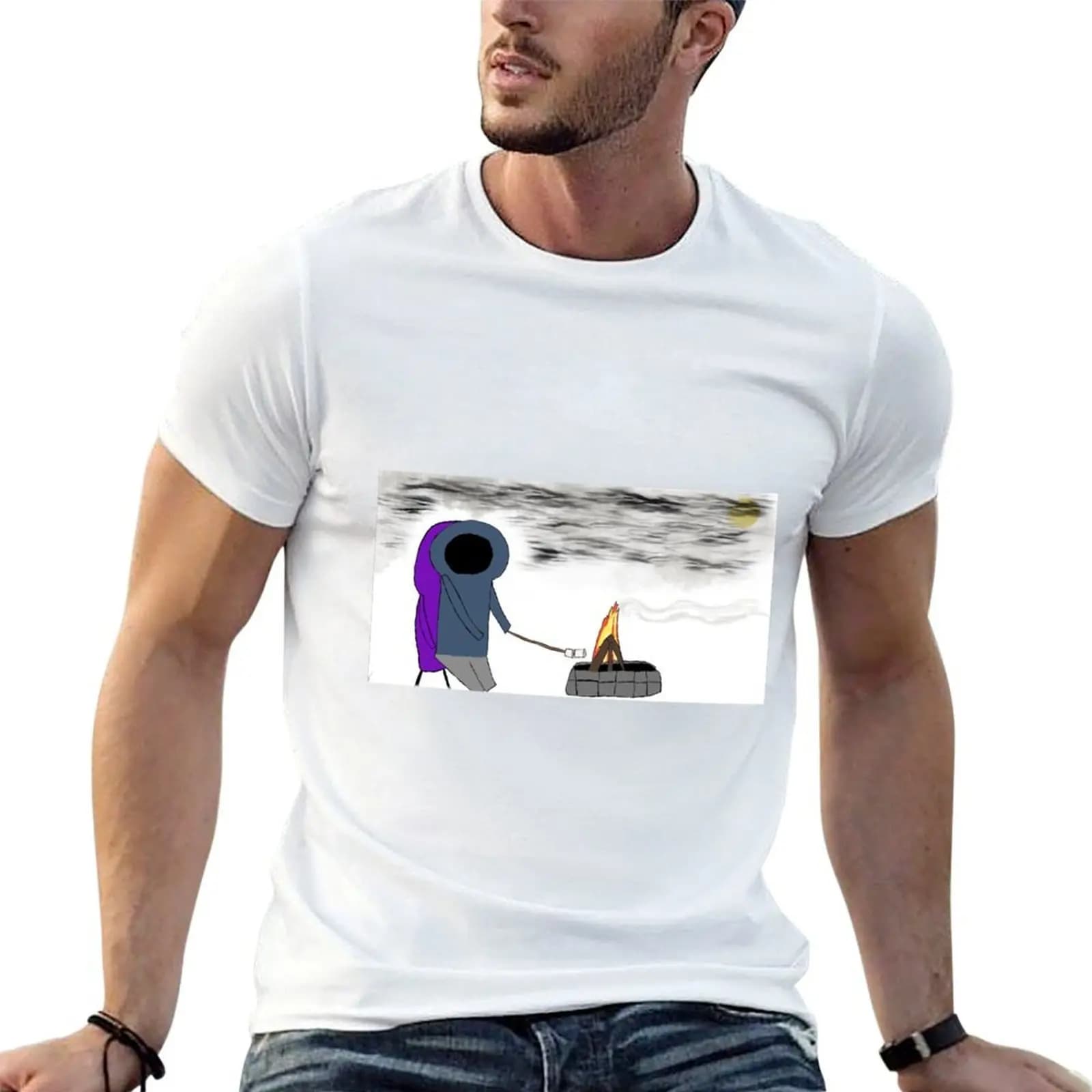 Hoodie sitting at campfire T-Shirt Personalized t-shirt funny gifts men workout shirt