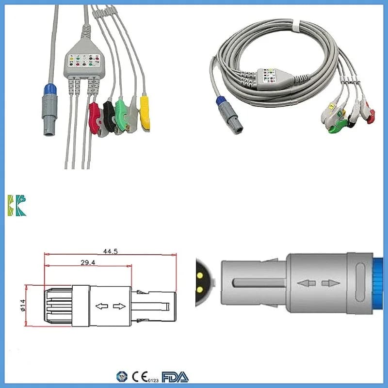 Professional 4-Lead ECG Cable with PETAS Clip, Compatible with KMAs160R & IELTS Monitor