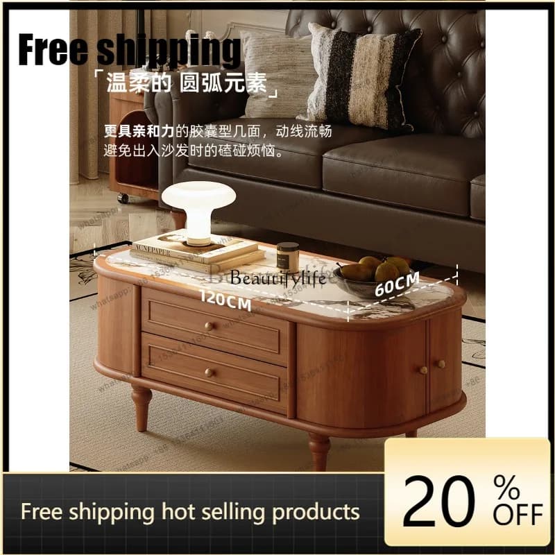 French retro solid wood antique furniture rock slab coffee table Factory Direct