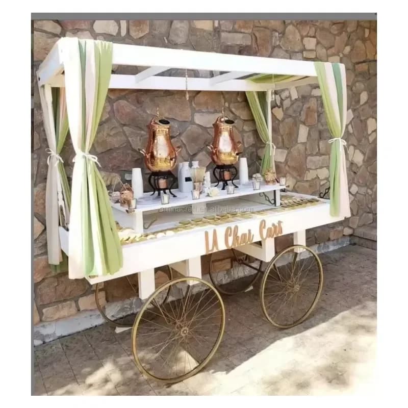 2024 China Factory Party Treat Cart Birthday Party Dessert Cart Black Cart for Events