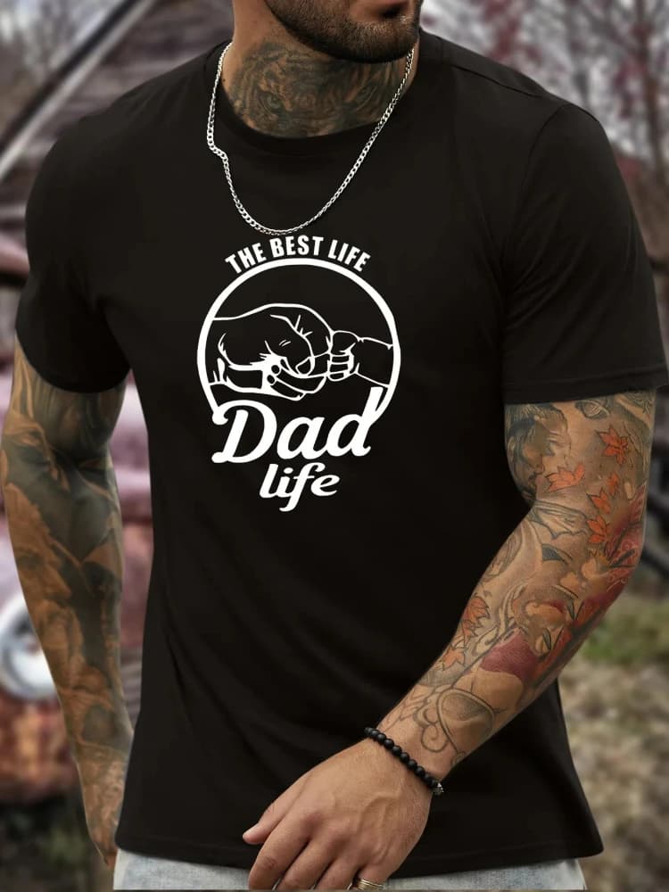 " Dad Life "Creative Novelty design-100% cotton summer O-neck short sleeve casual printed men's T-shirt.