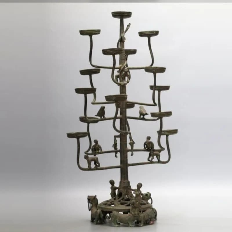 Bronze antique ornaments, Warring States lamps, fifteen consecutive lamps, tree-shaped copper lamps, film and television props