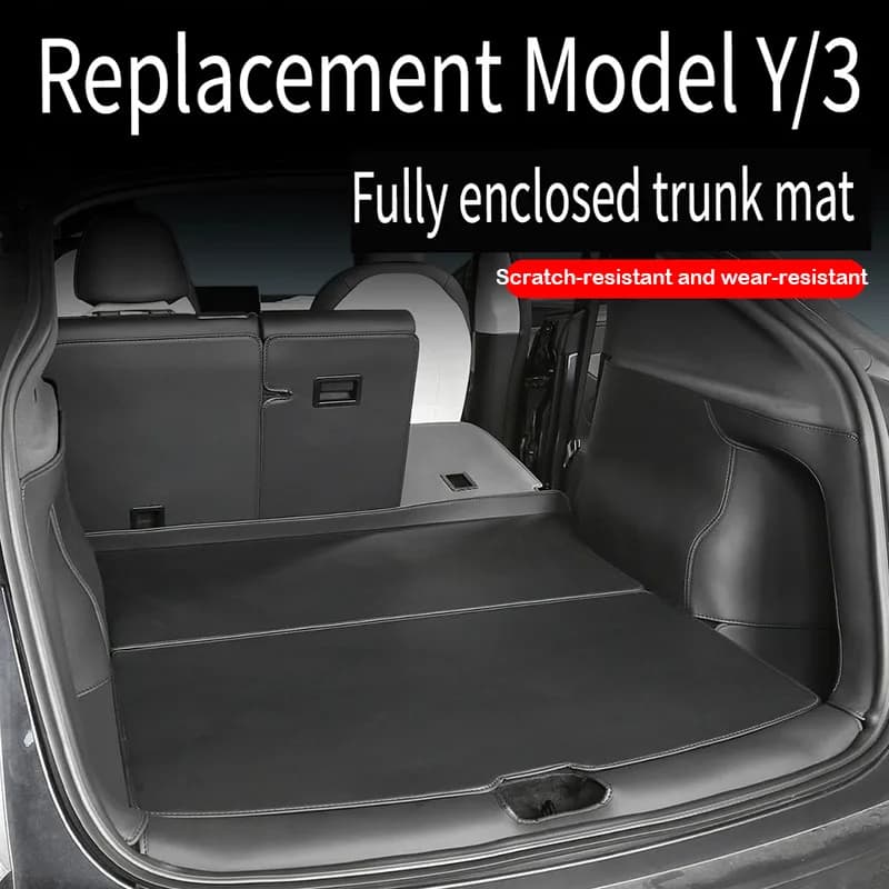 For Tesla Model Y Juniper 2025+ M3 Leather Trunk Mats Rear Seat Back Protector Pad Backrest All Weather Liner Pet Anti-kick Pad