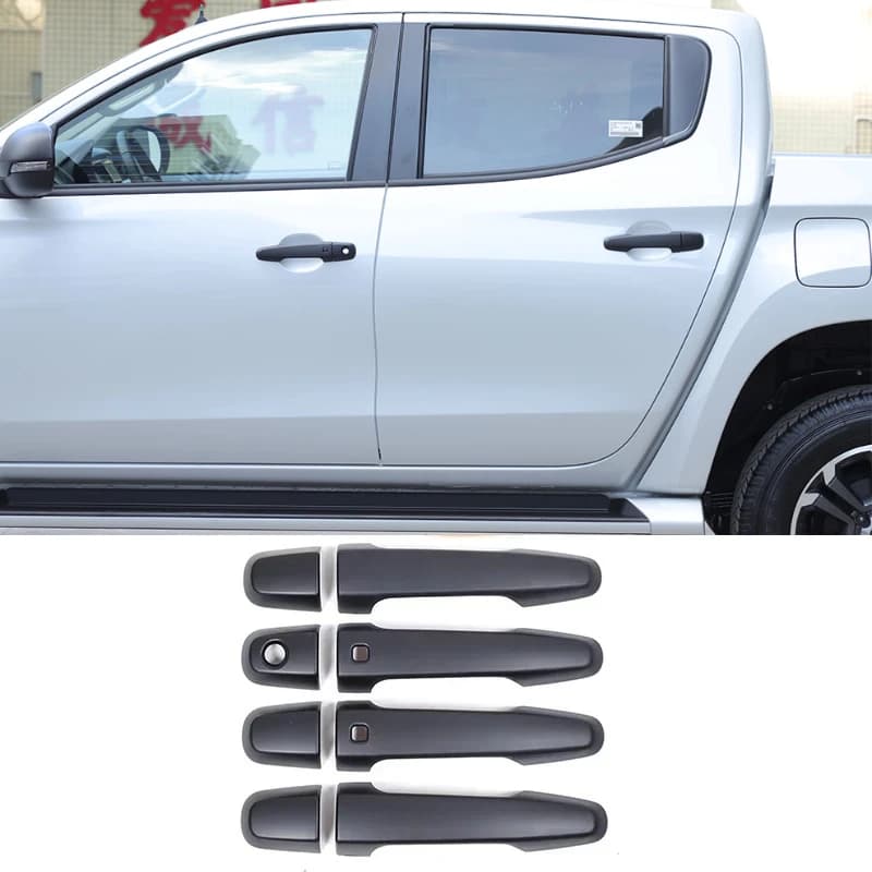 For Mitsubishi Triton L200 2015-2023 ABS Matt Black Car Door Handles Covers Decorative stickers Car Accessories
