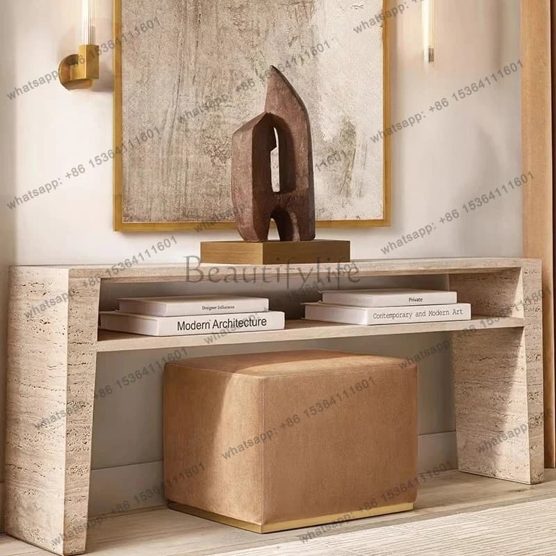 Natural cave stone table hall  table Light luxury entrance cabinet Italian minimalist entrance table Entrance