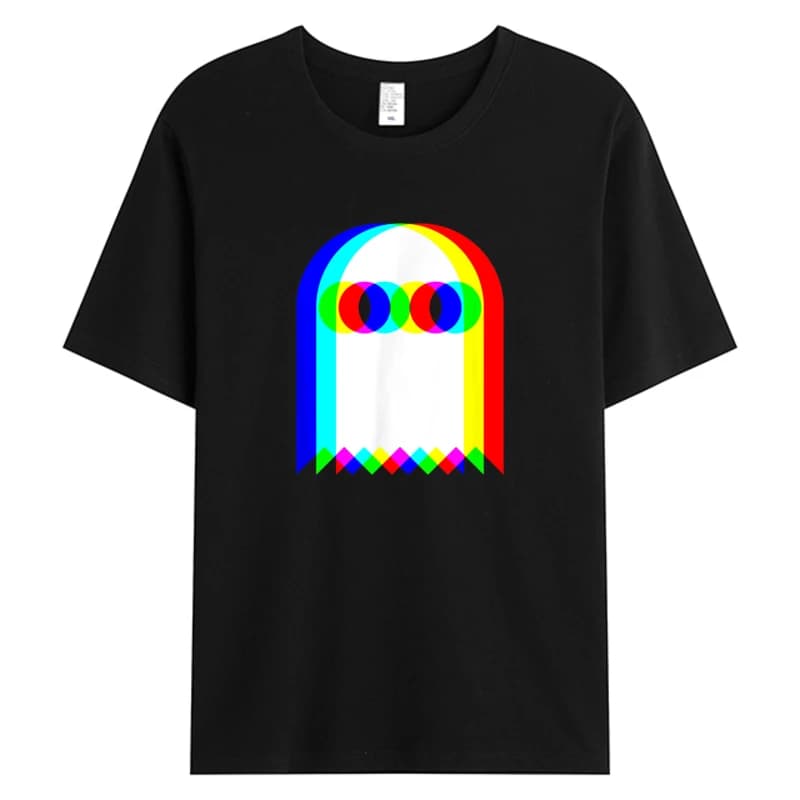 Ghost Trippy Vaporwave Halloween Techno Rave Edm Music Party Men's Cotton Fabric Novelty Designer Pattern T-shirts Printing
