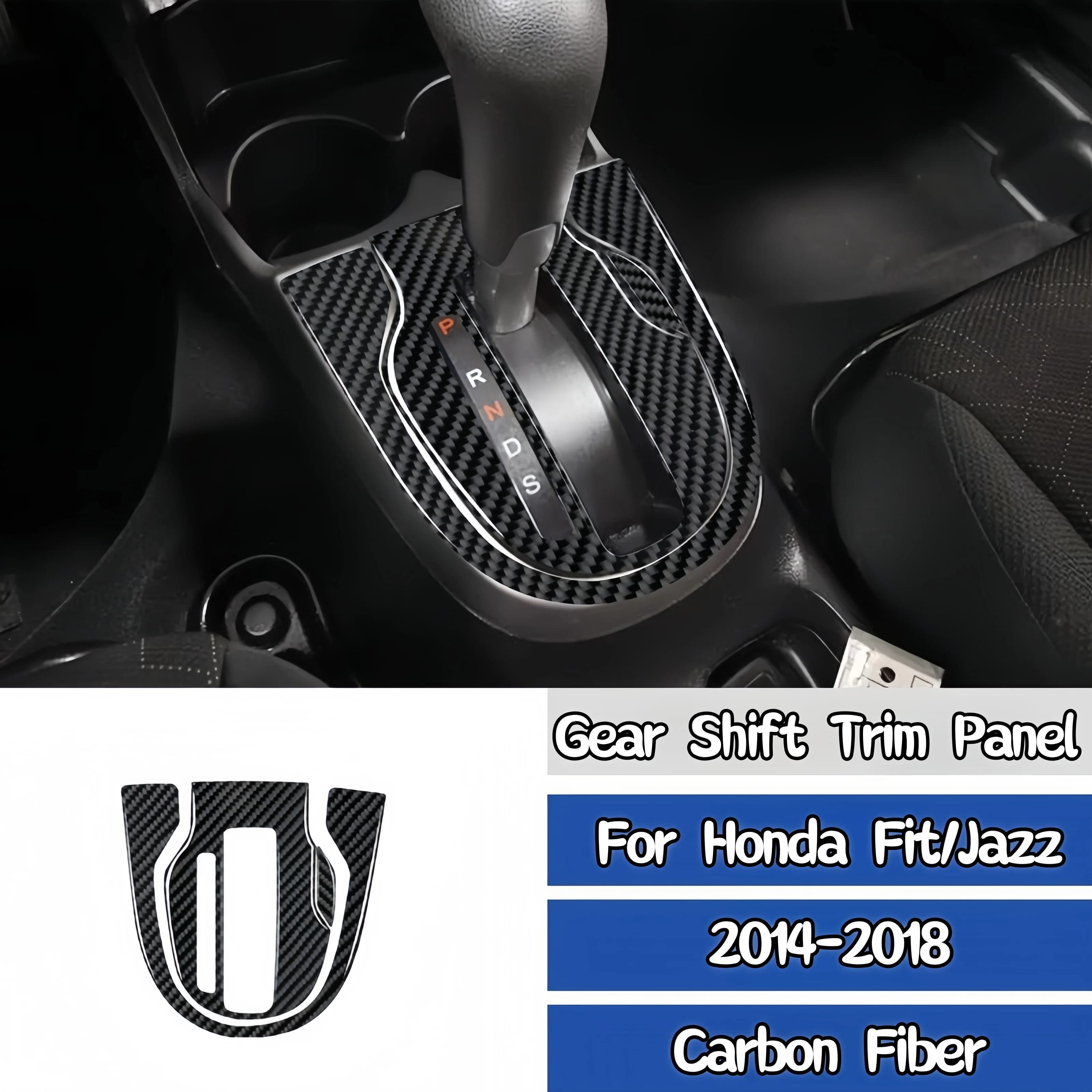 For Honda Fit/Jazz 2014-2018 Carbon Fiber Car Central Control Gear Shift Panel Decorative Cover Trim Sticker Accessories