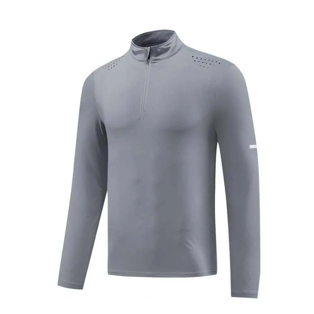Men Running Shirt Quarter Zipper Athletic Shirt Quick Drying Long Sleeve Pullover Shirt for Workout Gym Jogging Golf