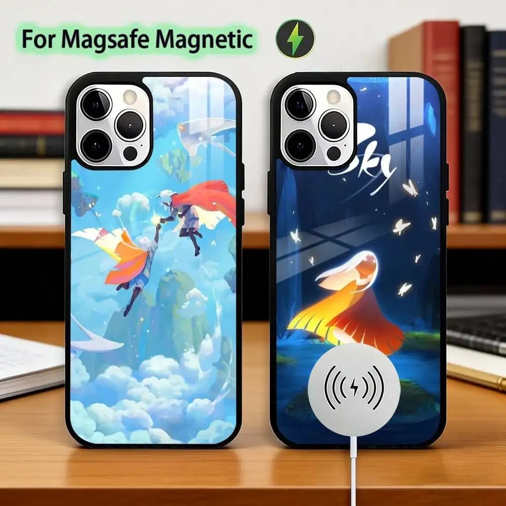 S-Sky Children of the Light Phone Case For iPhone17,16,15,14,13,12,11 Plus,Pro Magnetic with Magsafe Wireless Charging