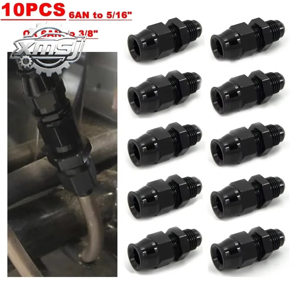 10 piezas rectas AN6 macho a 5/16 "AN6 macho a 3/8" adaptador  ajuste  manguera  tubo tubo  línea dura  combustible aluminio ano