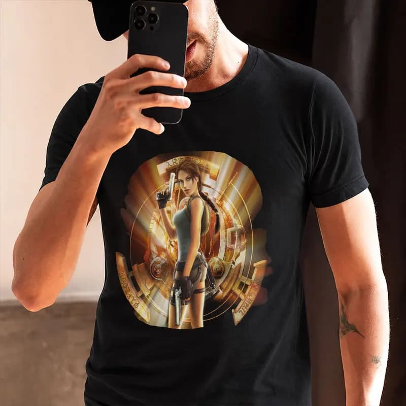 Retro video game Tomb Raider Angel of Darkness Lara Croft gift t-shirt for gamers 0715 Short Sleeve Graphic Clothes US Size Tee