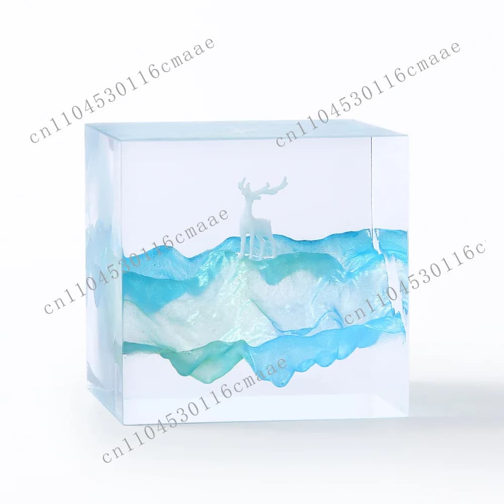 Elk Cube Resin Craft Ornament Tabletop Ornament Square Night Light Souvenir