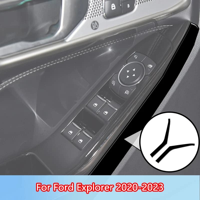 Front Door Frame New ABS Gloss Black Stickers For Ford Explorer 2020 2021 2022 2023 Car Interior Accessories