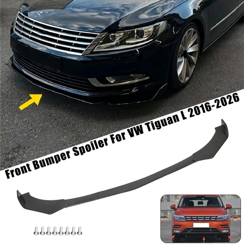 Sport Front Bumper Splitter Spoiler Lip For VW Tiguan L 2016-2026 5Pcs Adjustable Sectional Car Exterior Tuning Body Kit